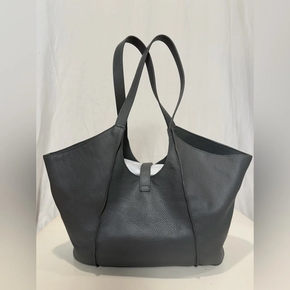 Tote Le Monde “Milan Tote” Genuine Leather Shoulder strap Bag - Grey - One Size